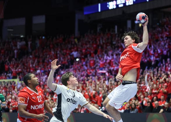 Denmark v Germany - Men s EHF EURO 2026 Final Niclas Kirkelokke of Denmark in action during the Men s EHF EURO 2026 Final match between Denmark and Germany at Jyske Bank Boxen on February 1, 2026 in Herning, Denmark.  SanjinxStrukic PIXSELL
