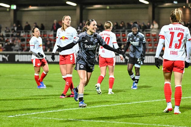 Fußball I Frauen I Saison 2025-2026 I Bundesliga I 16. Spieltag I RB Leipzig - Eintracht Frankfurt I 01.02.2026 Torjubel Ereleta Memeti (27, Eintracht Frankfurt) nach ihrem Tor zum 2:0 (aus Frankfurter Sicht) Leipzig RB Trainingszentrum, Cottaweg 7 Sachsen Deutschland Copyright: xLobeca InesxHähnelx