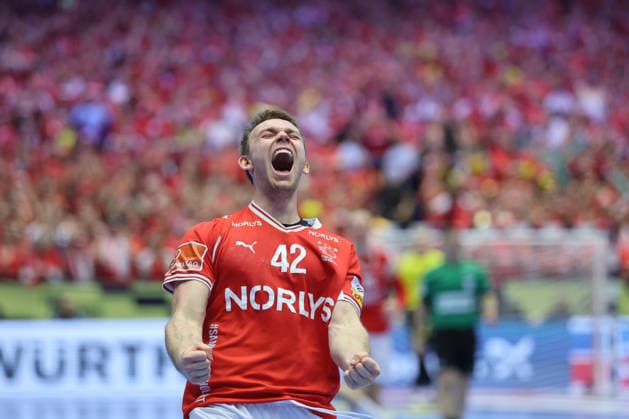 Denmark v Germany - Men s EHF EURO 2026 Final Thomas Arnoldsen of Denmark Denmark celebrate after the Men s EHF EURO 2026 Final match between Denmark and Germany at Jyske Bank Boxen on February 1, 2026 in Herning, Denmark.  SanjinxStrukic PIXSELL
