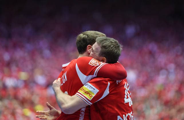Denmark v Germany - Men s EHF EURO 2026 Final Team Denmark celebrate after the Men s EHF EURO 2026 Final match between Denmark and Germany at Jyske Bank Boxen on February 1, 2026 in Herning, Denmark.  SanjinxStrukic PIXSELL