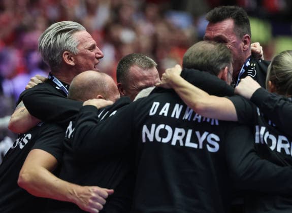 Denmark v Germany - Men s EHF EURO 2026 Final Team Denmark celebrate after the Men s EHF EURO 2026 Final match between Denmark and Germany at Jyske Bank Boxen on February 1, 2026 in Herning, Denmark.  SanjinxStrukic PIXSELL