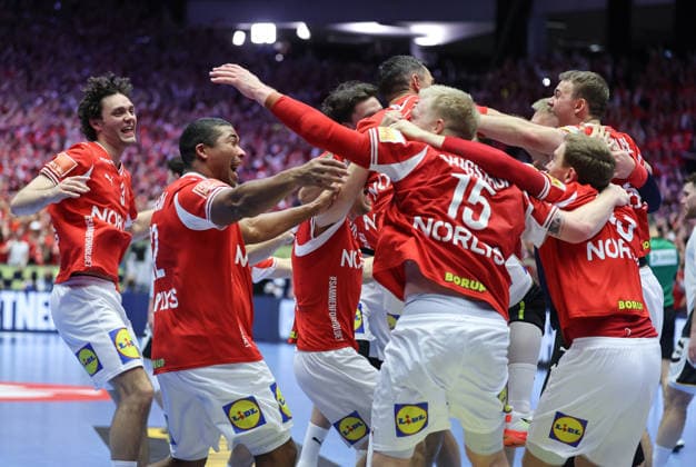 Denmark v Germany - Men s EHF EURO 2026 Final Team Denmark celebrate after the Men s EHF EURO 2026 Final match between Denmark and Germany at Jyske Bank Boxen on February 1, 2026 in Herning, Denmark.  SanjinxStrukic PIXSELL
