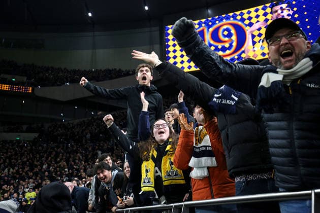 Tottenham v Man City 01 February 2026, London - Premier League Football - Tottenham Hotspur v Manchester City - Tottenham fans celebrate their 2nd goal - Photo: Charlotte Wilson Offside. London UK Copyright: xCharlottexWilsonx xOffsidexOffside