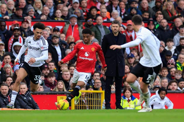 Manchester United, ManU v Fulham, Premier League Michael Carrick the Manchester United head coach watches the action during the Premier League match between Manchester United and Fulham at Old Trafford, Manchester, UK on 1 February 2026. Manchester Old Trafford Greater Manchester UK Editorial use only DataCo restrictions apply See www.football-dataco.com , Copyright: xConorxMolloyx PSI-23668-0167
