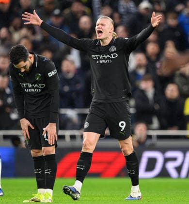 01 Feb 2026 - Tottenham v Manchester City - Premier League - Tottenham Hotspur Stadium - London. Tottenham v Manchester City - Premier League - Tottenham Hotspur Stadium - London. Erling Haaland looks frustrated. Picture : Mark Pain LONDON England  Copyright: xMarkxPainx