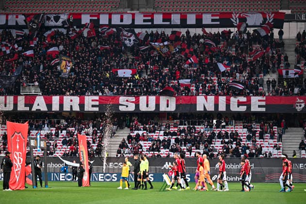 FOOTBALL : Nice (OGCN) vs Brest (SB29) - ligue 1 - 1 2 26 Player entrance during the French L1 2025-2026 season football match between Nice (OGCN) and Brest (SB) at Allianz Riviera stadium of Nice, south France, on February 1, 2026. NICEFrance  Copyright: xFredericxDIDESx