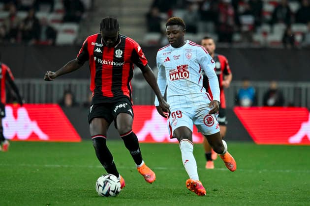 FOOTBALL : Nice (OGCN) vs Brest (SB29) - ligue 1 - 1 2 26 Brest™s midfielder 99 P. Mboup during the French L1 2025-2026 season football match between Nice (OGCN) and Brest (SB) at Allianz Riviera stadium of Nice, south France, on February 1, 2026. NICEFrance  Copyright: xFredericxDIDESx