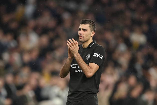 1st February 2026; Tottenham Hotspur Stadium, London, England; Premier League Football, Tottenham Hotspur versus Manchester City; Rodri of Manchester City thanking the fans after the match  KatiexChan Content restricted for UK based newspaper