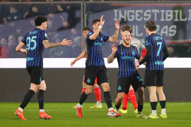 1st February 2026; Stadio Giovanni Zini, Cremona, Lombardy, Italy, Serie A Football, Cremonese versus Inter Milan; Piotr Zieli& x144;ski of FC Inter celebrates after scoring goal in the 31th minute for 0-2  EmanuelexPennacchio Content restricted for UK based newspaper