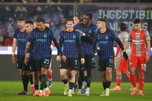 1st February 2026; Stadio Giovanni Zini, Cremona, Lombardy, Italy, Serie A Football, Cremonese versus Inter Milan; Piotr Zieli& x144;ski of FC Inter celebrates after scoring goal in the 31th minute for 0-2  EmanuelexPennacchio Content restricted for UK based newspaper