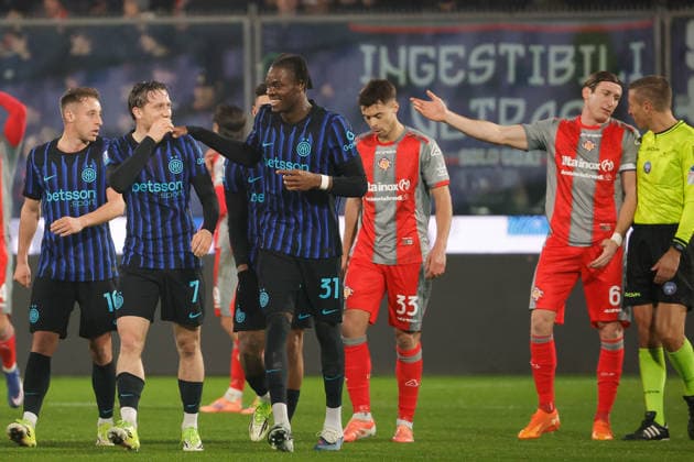 1st February 2026; Stadio Giovanni Zini, Cremona, Lombardy, Italy, Serie A Football, Cremonese versus Inter Milan; Piotr Zieli& x144;ski of FC Inter celebrates after scoring goal in the 31th minute for 0-2  EmanuelexPennacchio Content restricted for UK based newspaper