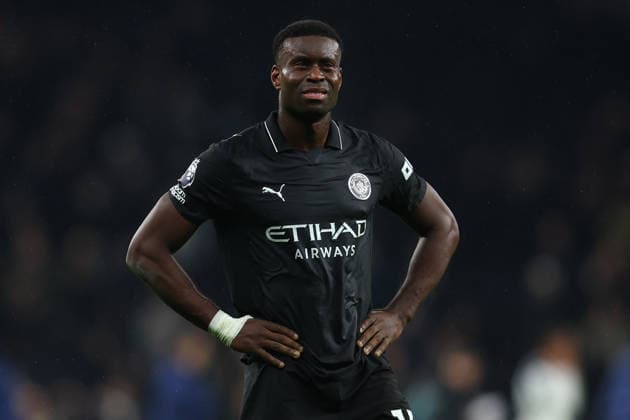 London, England, 1st February 2026. Marc Guehi of Manchester City looks dejected during the Tottenham Hotspur vs Manchester City Premier League match at the Tottenham Hotspur Stadium, London. Picture credit should read: Paul Terry Sportimage EDITORIAL USE ONLY. No use with unauthorised audio, video, data, fixture lists, club league logos or live services. Online in-match use limited to 120 images, no video emulation. No use in betting, games or single club league player publications. SPI_063_PT_Tottenham_Man_City SPI-4504-0063