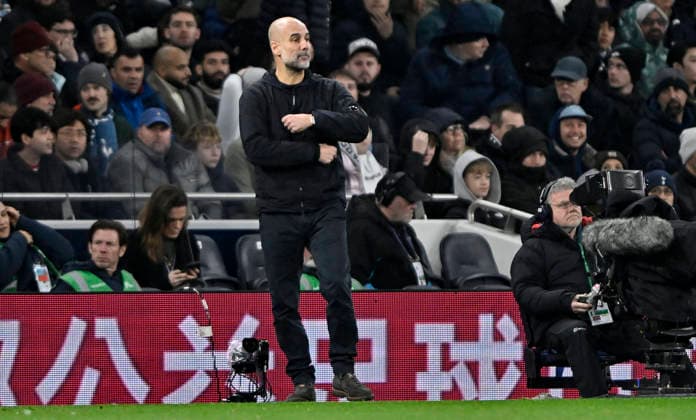 Tottenham Hotspur V Manchester City. Premier league. Pep Guardiola (Manchester City, Manager) during the Tottenham Hotspur V Manchester City Premier league match at the Tottenham Hotspur Stadium, London. Tottenham Tottenham Hotspur Stadium UK Copyright: xMartinxDaltonx Spurs_ManCity_010226_MD_048