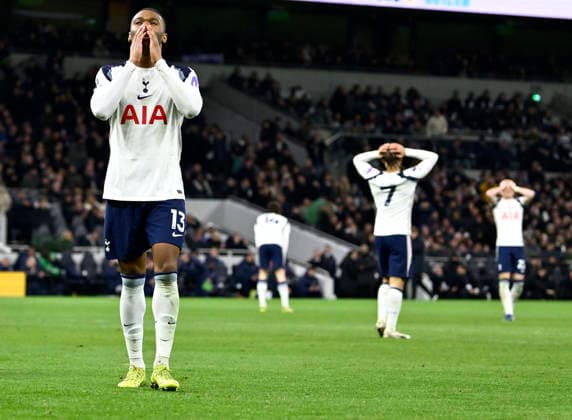 Tottenham Hotspur V Manchester City. Premier league. Spurs players can t believe that a shot by Destiny Udogie (Spurs, 13) was saved during the Tottenham Hotspur V Manchester City Premier league match at the Tottenham Hotspur Stadium, London. Tottenham Tottenham Hotspur Stadium UK Copyright: xMartinxDaltonx Spurs_ManCity_010226_MD_056