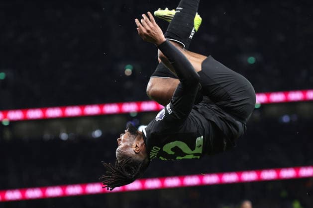 Tottenham v Man City 01 February 2026, London - Premier League Football - Tottenham Hotspur v Manchester City - Antoine Semenyo of Manchester City celebrates scoring their 2nd goal - Photo: Charlotte Wilson Offside. London UK Copyright: xCharlottexWilsonx xOffsidexOffside