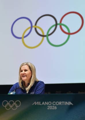 (260201) -- MILAN, Feb. 1, 2026 -- International Olympic Committee (IOC) President Kirsty Coventry attends the IOC Executive Board press conference, PK, Pressekonferenz at the main press center of Milan-Cortina 2026 Olympic Winter games, Winterspiele,Spiele, Summer games in Milan, Italy, Feb. 1, 2026. ) (SP)ITALY-MILAN-IOC EXECUTIVE BOARD-PRESS CONFERENCE DuxXiaoyi 