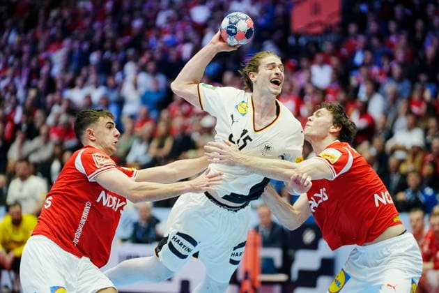 EM Men s Handball: Final Germany s Juri Knorr during the EHF Euro 2026 final match between Denmark and Germany at Jyske Bank Boxen in Herning on Sunday, February 1, 2026. (Photo: Thomas Traasdahl Scanpix 2026) , Herning Denmark Copyright: ThomasxTraasdahlx spdk20260201-181414-L