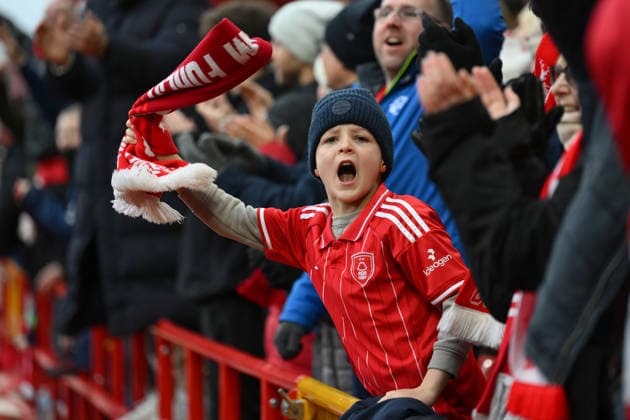 Nottingham Forest v Crystal Palace - Premier League A young Forest fan celebrates after Morgan Gibbs-White of Nottingham Forest scores a goal during the Premier League match between Nottingham Forest and Crystal Palace at the City Ground in Nottingham, England, on February 1, 2026. Nottingham Nottinghamshire United Kingdom  Copyright: xMIxNewsx originalFilename:fletcher-nottingh260201_np2xF.jpg