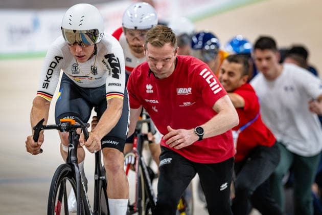 TEUTENBERG Tim Torn: UEC Track cycling, Rad, Radsport, Bahnrad, Bahn European Championships Konya 2026 TEUTENBERG Tim Torn ( GER ) Germany SCHÄDLICH Lucas ( GER ) - Coach - Querformat - quer - horizontal - Landscape - Event Veranstaltung: UEC Track Cycling European Championships 2026 - Category Kategorie: Cycling - Track Cycling European Championships - Location Ort: Asia - Turkey - Konya - Discipline: Elimination Race - Category: Elite Men - Distance: ... m - Date Datum: 01.02.2026 Sunday Day 1 -