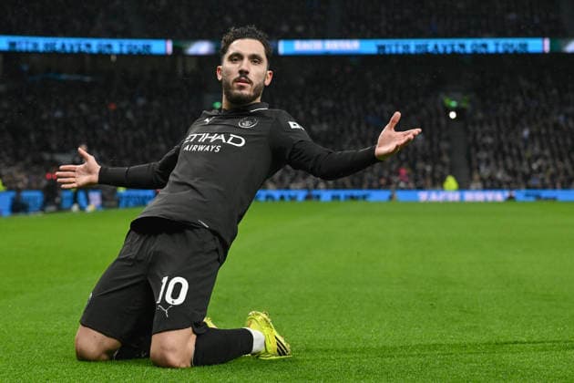(260202) -- LONDON, Feb. 2, 2026 -- Rayan Cherki of Manchester City celebrates after scoring during the English Premier League match between Tottenham Hotspur and Manchester City in London, Britain, on Feb. 1, 2026. (SP)BRITAIN-LONDON-FOOTBALL-PREMIER LEAGUE-TOTTENHAM HOTSPUR VS MANCHESTER CITY LixYing 