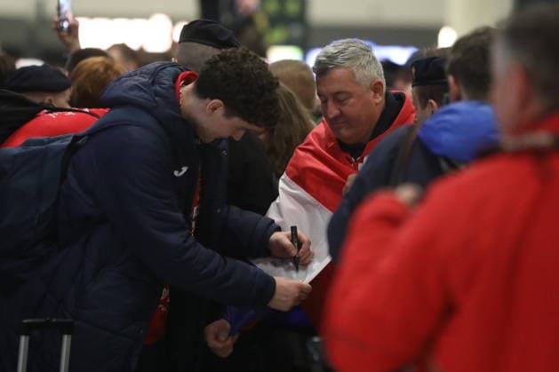 Velika Gorica, Croatia, 020226. Welcome of the Croatian handball team after winning bronze at the European Championship, EM, Europameisterschaft In the photo: Luka Lovre Klarica. Photo: Ranko Suvar CROPIX Hrvatska Copyright: xxRankoxSuvarx rukometasi_docek21-020226
