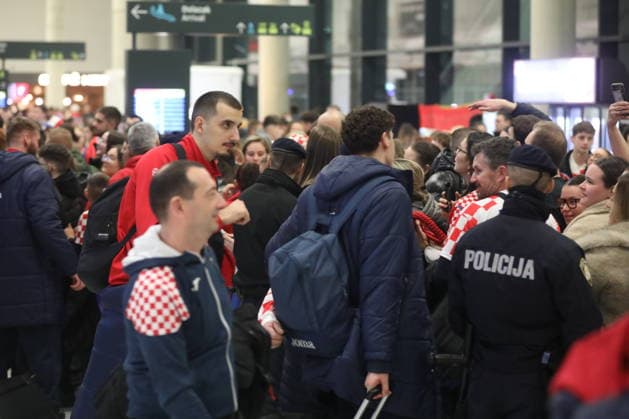 Velika Gorica, Croatia, 020226. Welcome of the Croatian handball team after winning bronze at the European Championship, EM, Europameisterschaft In the photo: Matej Mandic. Photo: Ranko Suvar CROPIX Hrvatska Copyright: xxRankoxSuvarx rukometasi_docek23-020226
