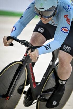 Belgian Nicky Degrendele pictured in action during the women s Sprint qualifications on the second day of the 2026 UEC Track Elite European Championships, in Konya, Turkey, Monday 02 February 2026. The European Championships take place from 01 to 05 February 2026. DIRKxWAEM  x160446262x