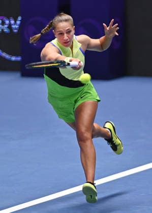 Diane Parry of France returns a ball to Oceane Dodin of France during the WTA, Tennis Damen women s tennis tournament Ostrava Open match on February 2, 2026, in Ostrava, Czech Republic. (CTKxPhoto JaroslavxOzana) CTKPhotoP2026020203859  CTKPhotoP2026020203859