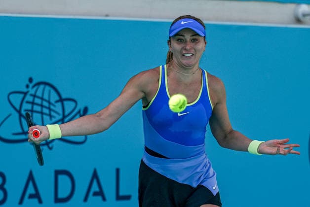 Mubadala Abu Dhabi Open ABU DHABI, UNITED ARAB EMIRATES - FEBRUARY 02: Spanish tennis player Paula Badosa Gibert is seen in action against Belarusian Aliaksandra Sasnovich (not seen) during the women’s singles match of the Mubadala Abu Dhabi Open at Zayed Sports City International Tennis Centre in Abu Dhabi, United Arab Emirates, on February 02, 2026. Waleed Zein Anadolu Abu Dhabi United Arab Emirates. Editorial use only. Please get in touch for any other usage.  Copyright: x2026xAnadoluxWaleedxZeinx