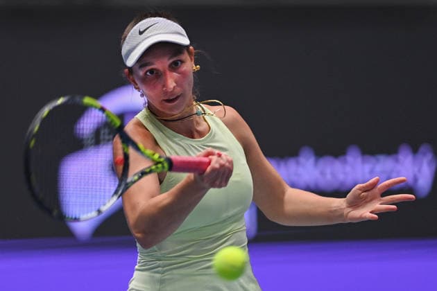 Tamara Korpatsch from Germany is seen during match against Anna Siskova from Czechia within the WTA, Tennis Damen women s tennis tournament Ostrava Open, on February 2, 2026, in Ostrava, Czech Republic. (CTKxPhoto JaroslavxOzana) CTKPhotoP2026020206199  CTKPhotoP2026020206199