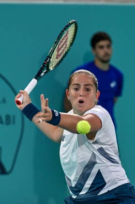 Mubadala Abu Dhabi Open ABU DHABI, UNITED ARAB EMIRATES - FEBRUARY 2: Jelena Ostapenko of Latvia in action against Oksana Selekhmeteva (not seen) during the women’s singles match of the Mubadala Abu Dhabi Open at Zayed Sports City International Tennis Centre in Abu Dhabi, United Arab Emirates on February 2, 2026. Waleed Zein Anadolu Abu Dhabi United Arab Emirates. Editorial use only. Please get in touch for any other usage.  Copyright: x2026xAnadoluxWaleedxZeinx