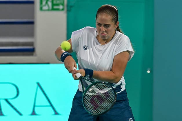 Mubadala Abu Dhabi Open ABU DHABI, UNITED ARAB EMIRATES - FEBRUARY 2: Jelena Ostapenko of Latvia in action against Oksana Selekhmeteva (not seen) during the women’s singles match of the Mubadala Abu Dhabi Open at Zayed Sports City International Tennis Centre in Abu Dhabi, United Arab Emirates on February 2, 2026. Waleed Zein Anadolu Abu Dhabi United Arab Emirates. Editorial use only. Please get in touch for any other usage.  Copyright: x2026xAnadoluxWaleedxZeinx