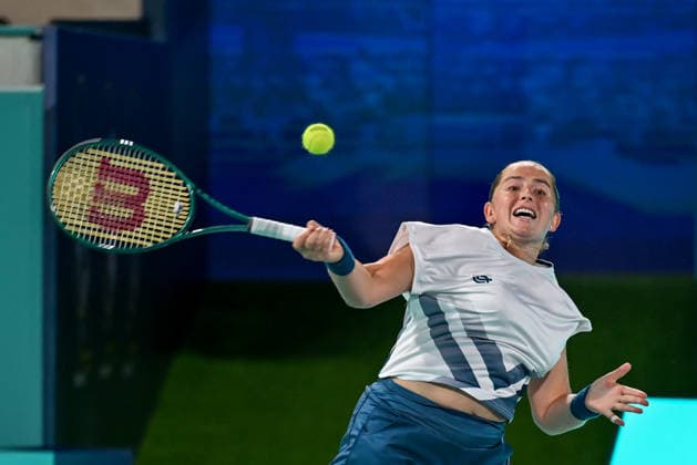 Mubadala Abu Dhabi Open ABU DHABI, UNITED ARAB EMIRATES - FEBRUARY 2: Jelena Ostapenko of Latvia in action against Oksana Selekhmeteva (not seen) during the women’s singles match of the Mubadala Abu Dhabi Open at Zayed Sports City International Tennis Centre in Abu Dhabi, United Arab Emirates on February 2, 2026. Waleed Zein Anadolu Abu Dhabi United Arab Emirates. Editorial use only. Please get in touch for any other usage.  Copyright: x2026xAnadoluxWaleedxZeinx