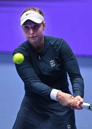 Brenda Fruhvirtova from Czechia in action during match against Fiona Ferro from France within the WTA, Tennis Damen women s tennis tournament Ostrava Open, on February 2, 2026, in Ostrava, Czech Republic. (CTKxPhoto JaroslavxOzana) CTKPhotoP2026020206635  CTKPhotoP2026020206635