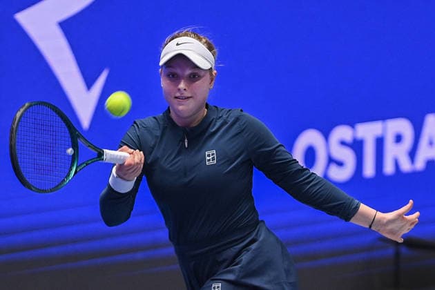 Brenda Fruhvirtova from Czechia in action during match against Fiona Ferro from France within the WTA, Tennis Damen women s tennis tournament Ostrava Open, on February 2, 2026, in Ostrava, Czech Republic. (CTKxPhoto JaroslavxOzana) CTKPhotoP2026020206751  CTKPhotoP2026020206751