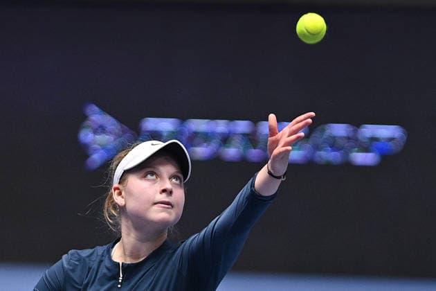 Brenda Fruhvirtova from Czechia in action during match against Fiona Ferro from France within the WTA, Tennis Damen women s tennis tournament Ostrava Open, on February 2, 2026, in Ostrava, Czech Republic. (CTKxPhoto JaroslavxOzana) CTKPhotoP2026020206832  CTKPhotoP2026020206832