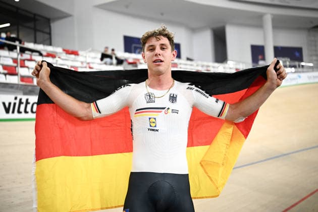 2026 UEC Track Elite European Championships Picture by Olly Hassell SWpix.com - 02 02 2026 - Cycling - 2026 UEC Track Elite European Championships - Konya Velodrome, Konya, Türkiye - Men™s Points Race - Tim Torn Teutenberg (Germany) Wins the Men™s Point Race to become European Champion Konya Konya Velodrome Türkiye Copyright: x xSWpix.comx(t axPhotographyxHubxLtd)xOllyxHassell SWpix.comx SWP-3177-0346