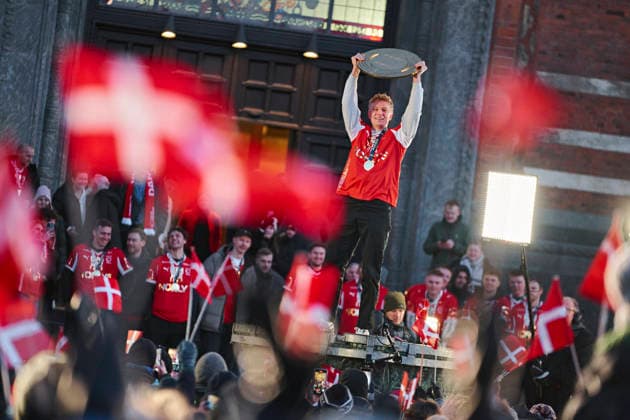 The Handball Men are Celebrated at Copenhagen City Hall Emil Bergholt as Denmark s men s handball team is celebrated as European champions at Copenhagen City Hall on Monday, February 2, 2026. The team won gold at the European Handball Championship in Herning on Sunday and is invited to the city hall on this occasion, including for city hall pancakes. (Photo: Thomas Traasdahl Ritzau Scanpix) , Copenhagen Denmark Copyright: RitzauxScanpix ThomasxTraasdahlx spdk20260202-191957-L