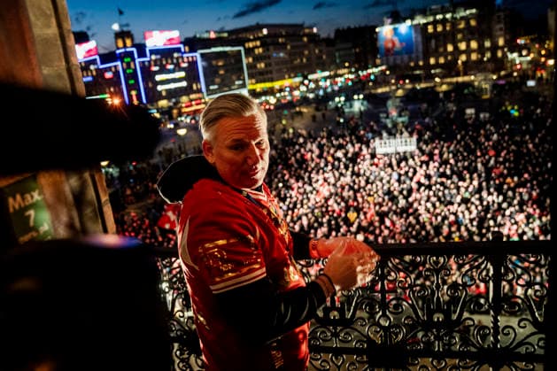 The Handball Men Honored at Copenhagen City Hall National coach Nikolaj Jacobsen on the Balcony at Copenhagen City Hall as Denmark s men s handball team is celebrated as European champions at Copenhagen City Hall on Monday, February 2, 2026. The team won gold at the European Handball Championship in Herning on Sunday and is invited to the city hall for the occasion, including city hall pancakes. (Photo: Sebastian Elias Uth Ritzau Scanpix) , Denmark Copyright: Ritzau Scanpix SebastianxEliasxUthx spdk20260202-192413-L