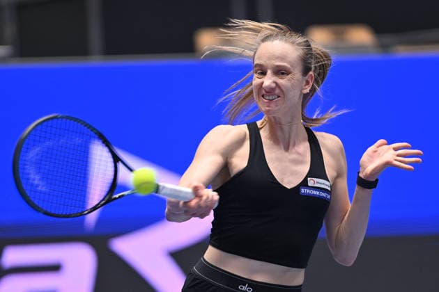 Mona Barthel from Germany in action during match against Linda Fruhvirtova from Czechia within the WTA, Tennis Damen women s tennis tournament Ostrava Open, on February 2, 2026, in Ostrava, Czech Republic. (CTKxPhoto JaroslavxOzana) CTKPhotoP2026020208276  CTKPhotoP2026020208276
