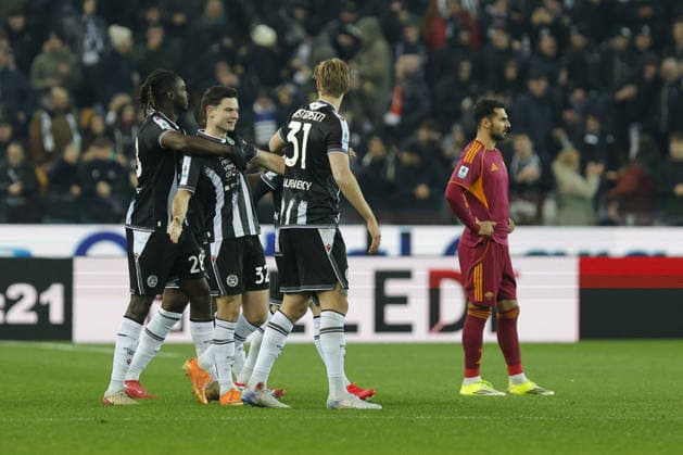 CALCIO - Serie A - Udinese Calcio vs AS Roma Udinese s JURGEN EKKELENKAMP celebrates after scoring a goal during the Italian Serie A ENILIVE 2025 26 football match between Udinese and Roma at Bluenergy Stadium on February 2th, 2026, Udine, Italy Udine Italy  Copyright: xIPAxSport ABACAx