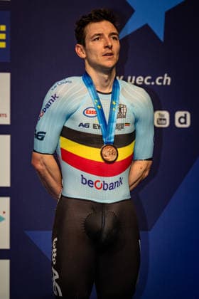 DE BUYST Jasper: UEC Track cycling, Rad, Radsport, Bahnrad, Bahn European Championships Konya 2026 DE BUYST Jasper ( BEL ) Belgium Third Place - Award Ceremony - Medal Ceremony - Podium - Hochformat - Hoch - Vertikal - Portrait - Event Veranstaltung: UEC Track Cycling European Championships 2026 - Category Kategorie: Cycling - Track Cycling European Championships - Location Ort: Asia - Turkey - Türkiye - Konya - Discipline: Points Race - Category: Elite Men - Distance: 40 km - Date Datum: 02.02.2026 Monday Day 2 -