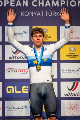 TEUTENBERG Tim Torn: UEC Track cycling, Rad, Radsport, Bahnrad, Bahn European Championships Konya 2026 TEUTENBERG Tim Torn ( GER ) Germany Winner - First Place - Award Ceremony - Medal Ceremony - Podium - Hochformat - Hoch - Vertikal - Portrait - Event Veranstaltung: UEC Track Cycling European Championships 2026 - Category Kategorie: Cycling - Track Cycling European Championships - Location Ort: Asia - Turkey - Türkiye - Konya - Discipline: Points Race - Category: Elite Men - Distance: 40 km - Date Datum: 02.02.2026 Monday Day 2 -