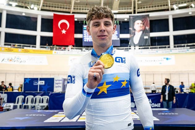 TEUTENBERG Tim Torn: UEC Track cycling, Rad, Radsport, Bahnrad, Bahn European Championships Konya 2026 TEUTENBERG Tim Torn ( GER ) Germany Winner - First Place Award Ceremony - Medal Ceremony - Podium - Querformat - quer - horizontal - Landscape - Event Veranstaltung: UEC Track Cycling European Championships 2026 - Category Kategorie: Cycling - Track Cycling European Championships - Location Ort: Asia - Turkey - Türkiye - Konya - Discipline: Points Race - Category: Elite Men - Distance: 40 km - Date Datum: 02.02.2026 Monday Day 2 -