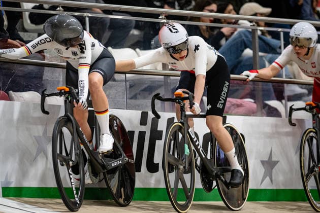 TEUTENBERG Lea Lin, LEU Lorena: UEC Track cycling, Rad, Radsport, Bahnrad, Bahn European Championships Konya 2026 TEUTENBERG Lea Lin ( GER ) - Germany LEU Lorena ( SUI ) Switzerland - Querformat - quer - horizontal - Landscape - Event Veranstaltung: UEC Track Cycling European Championships 2026 - Category Kategorie: Cycling - Track Cycling European Championships - Location Ort: Asia - Turkey - Türkiye - Konya - Discipline: Elimination Race - Category: Elite Women - Distance: ... m - Date Datum: 02.02.2026 Monday Day 2 -
