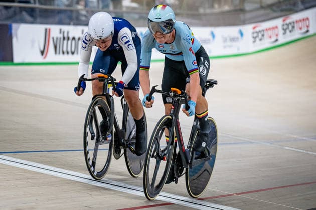 KOPECKY Lotte, BERTEAU Victoire: UEC Track cycling, Rad, Radsport, Bahnrad, Bahn European Championships Konya 2026 KOPECKY Lotte ( BEL ) Belgium BERTEAU Victoire ( FRA ) - France - Querformat - quer - horizontal - Landscape - Event Veranstaltung: UEC Track Cycling European Championships 2026 - Category Kategorie: Cycling - Track Cycling European Championships - Location Ort: Asia - Turkey - Türkiye - Konya - Discipline: Elimination Race - Category: Elite Women - Distance: ... m - Date Datum: 02.02.2026 Monday Day 2 -