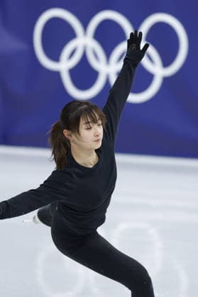 Milan Cortina Olympics Kaori Sakamoto of Japan takes part in an official training session for Figure skating, Eiskunstlauf in Milan on Feb. 2, 2026, ahead of the Milan Cortina Olympics.  A14AA0005241253P