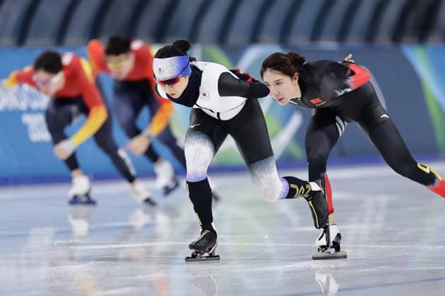 Milan Cortina Winter Olympics Miho Takagi (front L) of Japan takes part in a training session for Speed skating, Eisschnelllauf in Milan on Feb. 2, 2026, ahead of the upcoming Milan Cortina Winter Olympics.  A14AA0005241322P