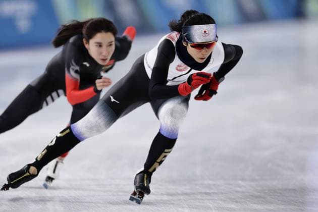 Milan Cortina Winter Olympics Miho Takagi (front) of Japan takes part in a training session for Speed skating, Eisschnelllauf in Milan on Feb. 2, 2026, ahead of the upcoming Milan Cortina Winter Olympics.  A14AA0005241324P