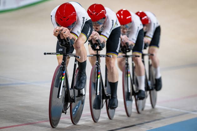 LETH Norman Lasse, MADSEN Rodenberg Frederik, PEDERSEN Lund Rasmus, HANSEN Aagaard Tobias: UEC Track cycling, Rad, Radsport, Bahnrad, Bahn European Championships Konya 2026 LETH Norman Lasse - MADSEN Rodenberg Frederik - PEDERSEN Lund Rasmus - HANSEN Aagaard Tobias ( DEN ) Denmark Querformat - quer - horizontal - Landscape - Event Veranstaltung: UEC Track Cycling European Championships 2026 - Category Kategorie: Cycling - Track Cycling European Championships - Location Ort: Asia - Turkey - Türkiye - Konya - Discipline: Team Pursuit - Category: Elite Men - Distance: 4000 m - Date Datum: 02.02.2026 Monday Day 2 -